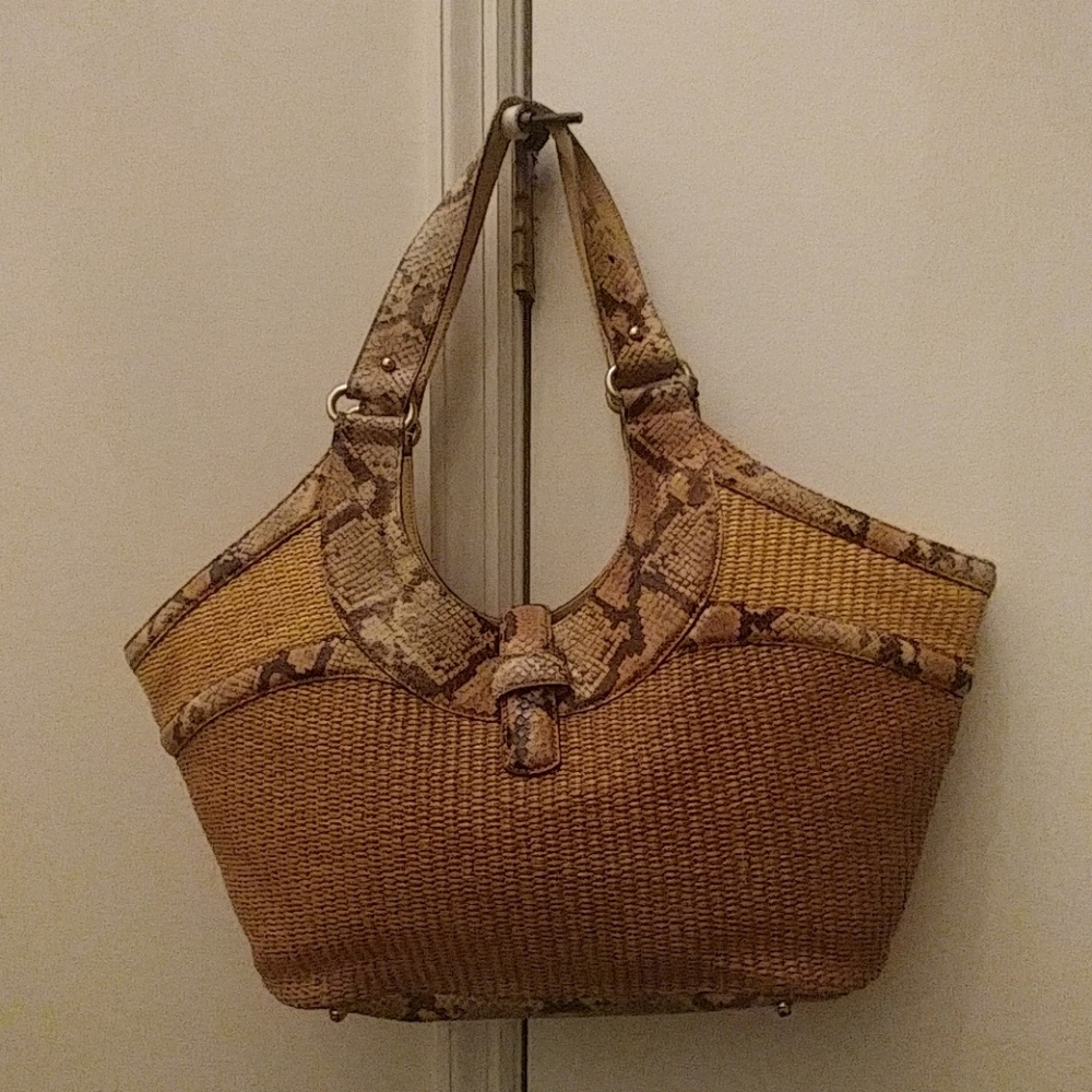 Brahmin Hobo Leather and Woven Bag